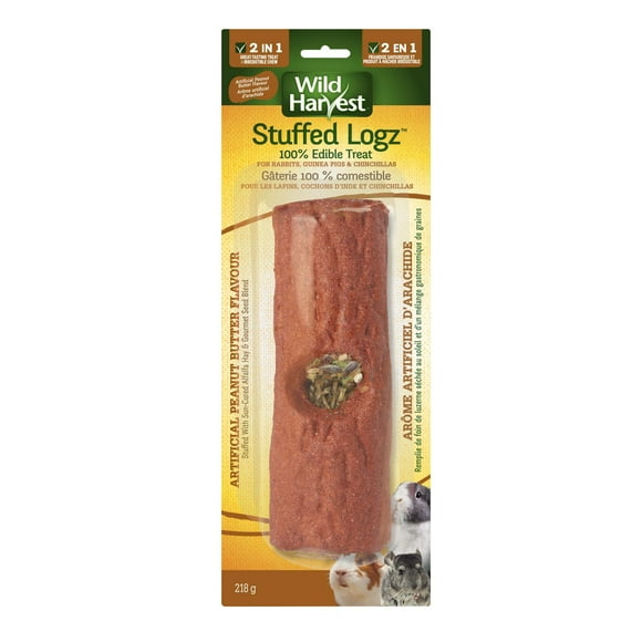 Wild Harvest Stuffed Logz Edible Treat For Rabbits Guinea Pigs And Chinchillas, Peanut Butter Flavour!