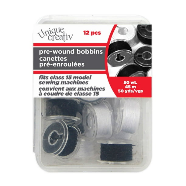 Dritz Reusable Pre-Wound Bobbins Class 15 6 Black / 6 White