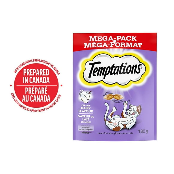 Temptations Creamy Dairy Flavour Soft & Crunchy Adult Cat Treats, 180g
