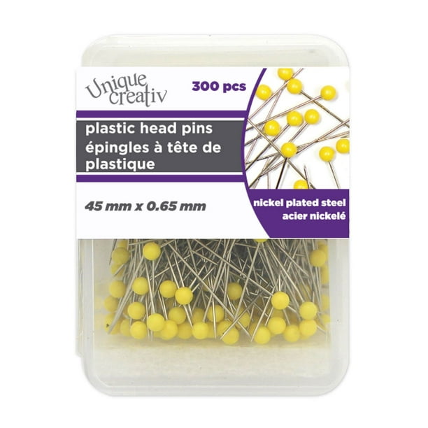Épingles à tête de plastique Unique Creativ pour courtepointe en jaune 300 pièces, 45 x 0,65 mm