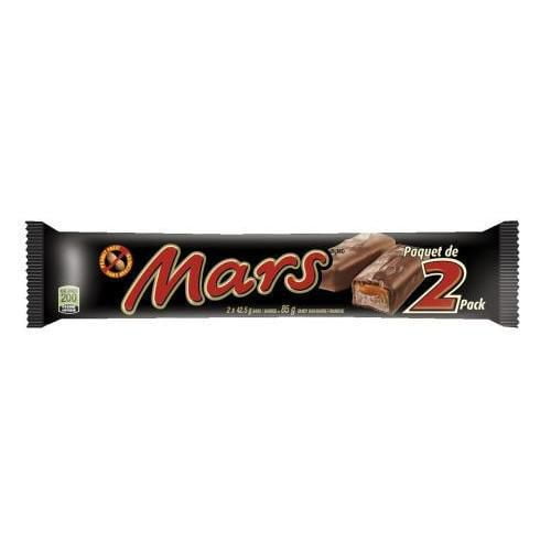 MARS, barre de chocolat sans arachides, grand format 2 morceaux, 85 g Contient une (1) barre MARS grand format.