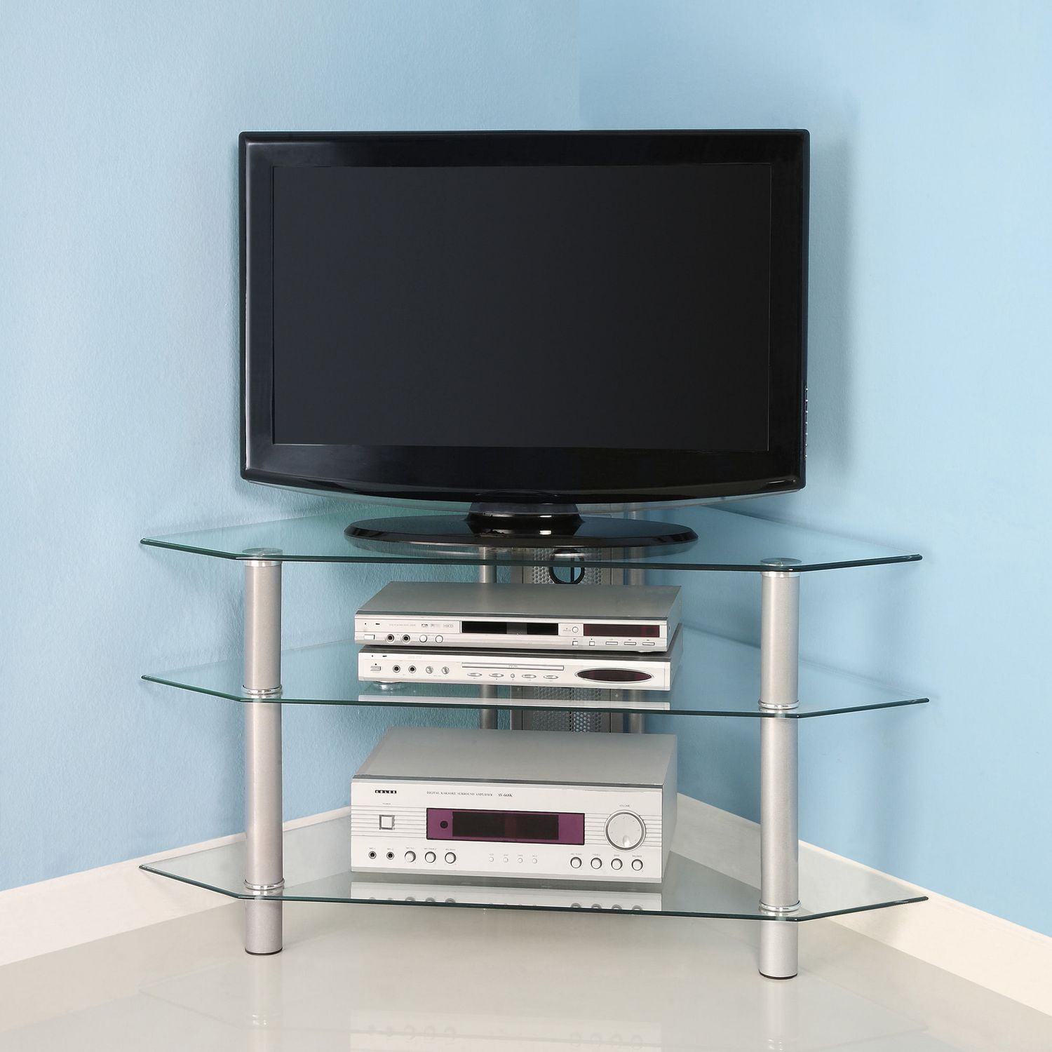 We Furniture Silver Glass Corner Tv Stand Walmartca - we furniture silver glass corner tv stand walmartca -