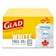Glad White Garbage Bags - Tall 45 Litres - ForceFlex, Drawstring, with Febreze Fresh Clean Scent, 50 Trash Bags, Guaranteed Strong - image 1 of 6