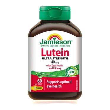 Jamieson Lutein with Zeaxanthin and Bilberry Softgels, 40 mg, Ultra Strength, 60 Count