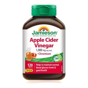 Jamieson Apple Cider Vinegar Caplets with Chromium, 1000 mg, 120 Count