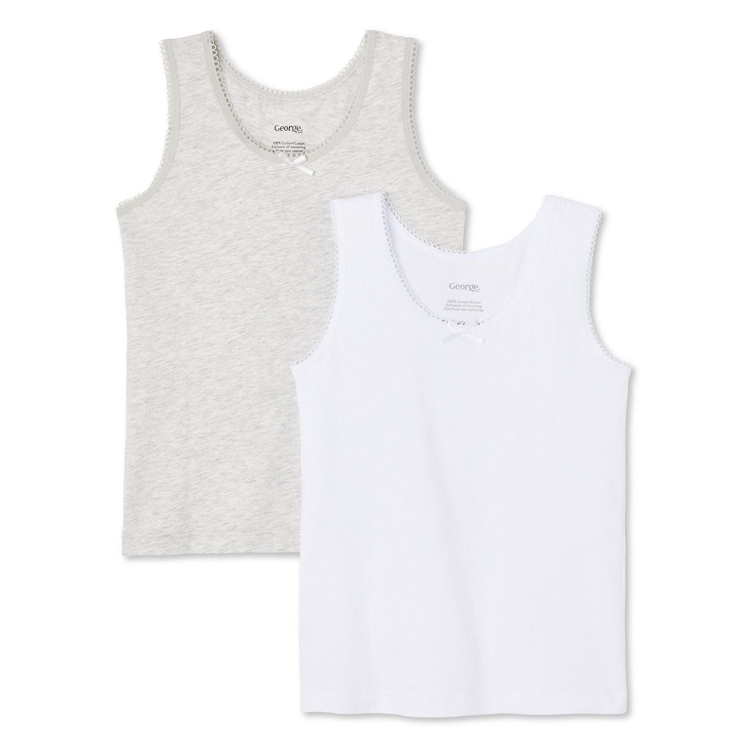 George Toddler Girls' Cotton Vest 2-Pack, Sizes 2T/3T-4T