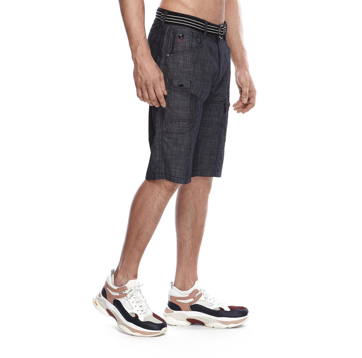 Dark Black Men's Belted Cargo Capri