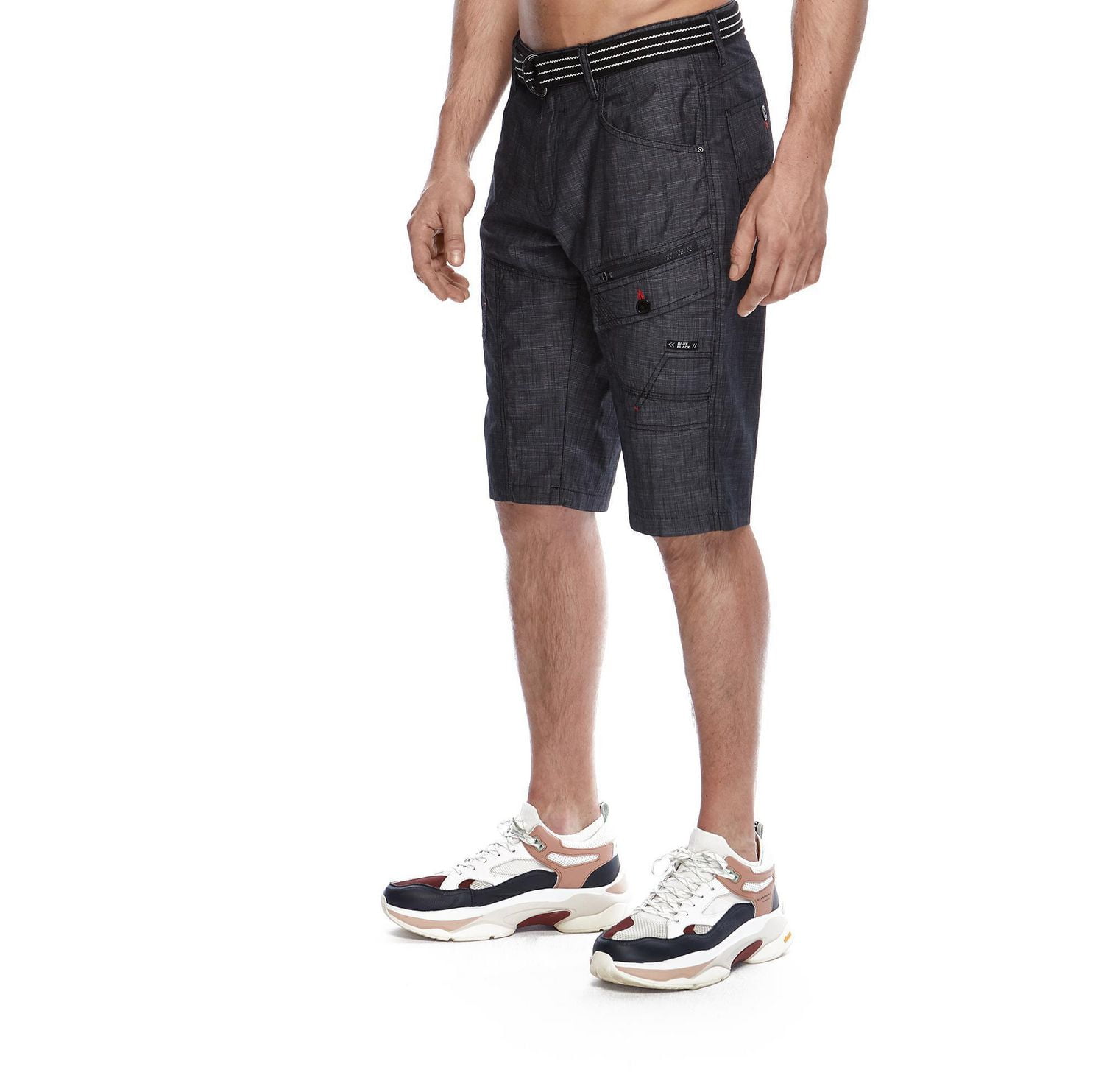 Dark Black Men's Belted Cargo Capri