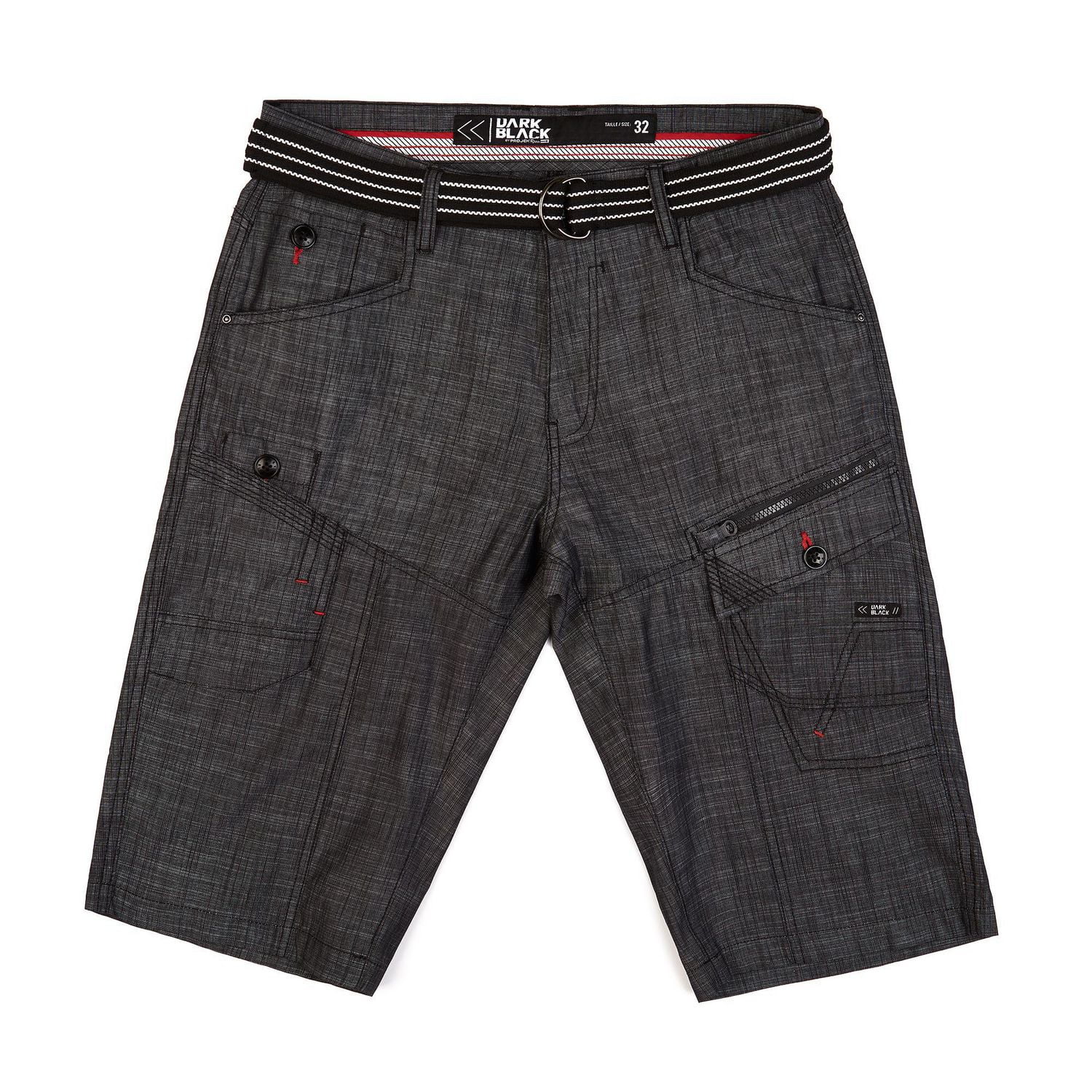 Dark Black Men's Belted Cargo Capri