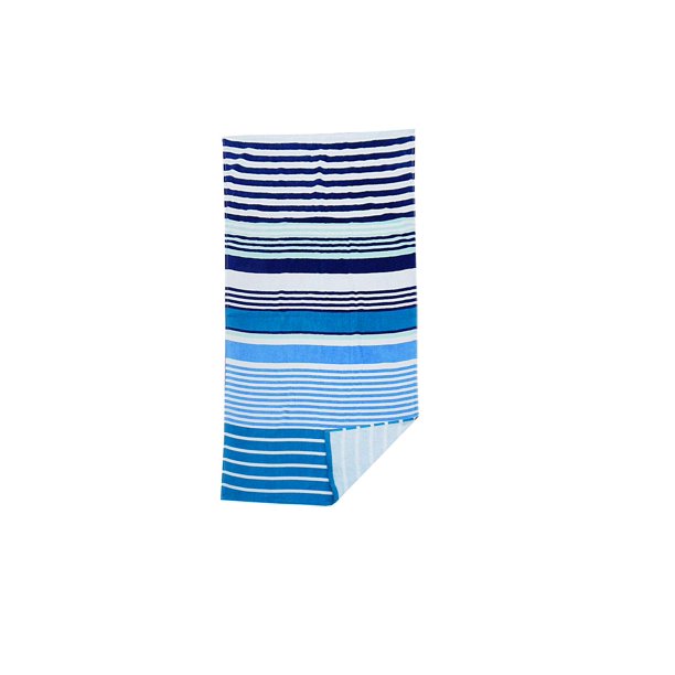 Serviette de plage imprimé Mainstays à motif de rayure bleu