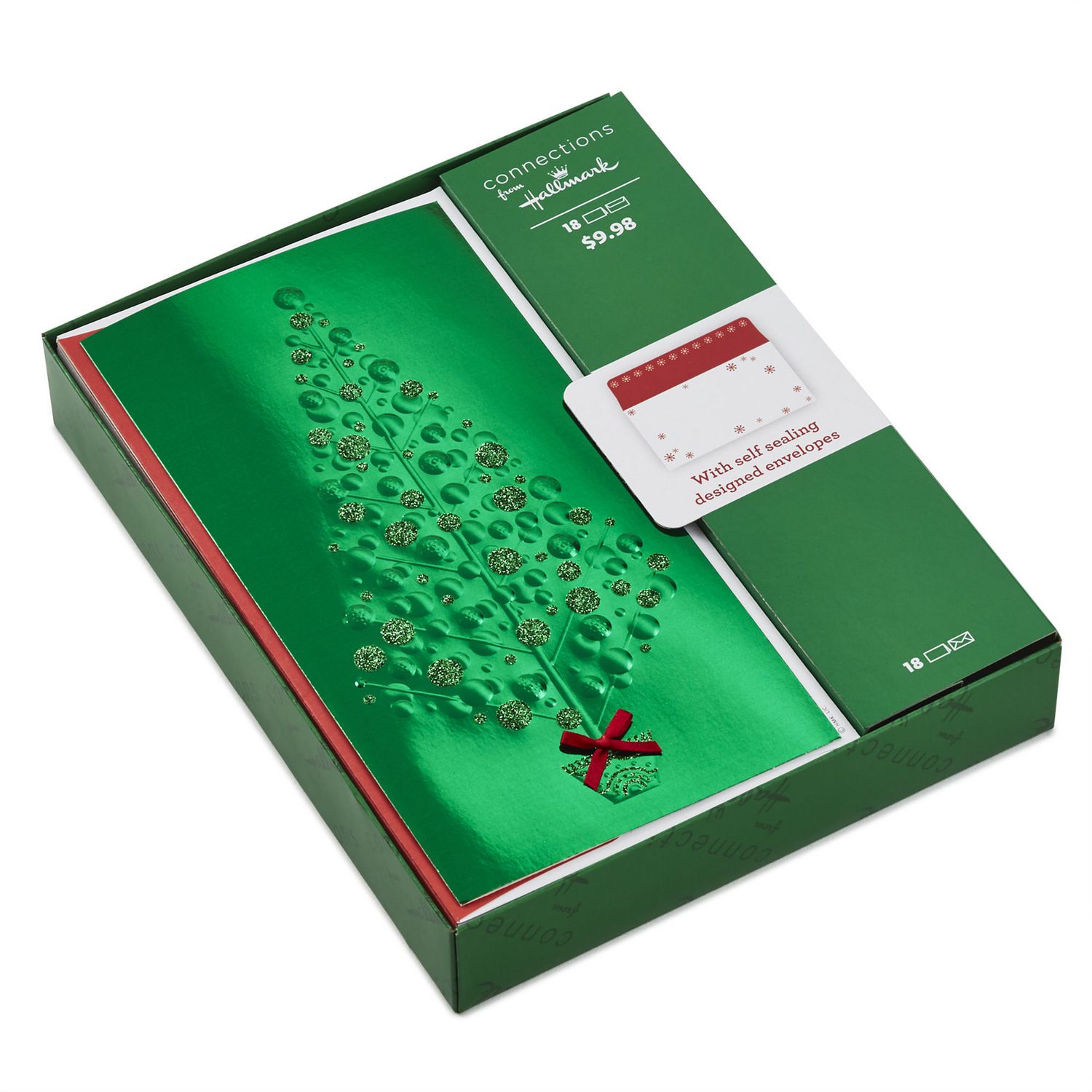 Connections From Hallmark Foil Tree with Bow Christmas Cards, Box of 18 | Walmart Canada