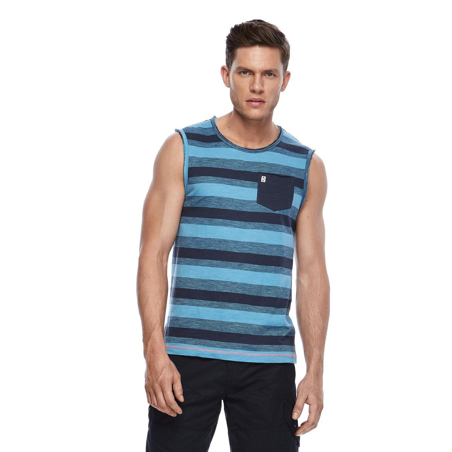 Dark Black Men's Multi Striped Muscle Tank Top Walmart Canada