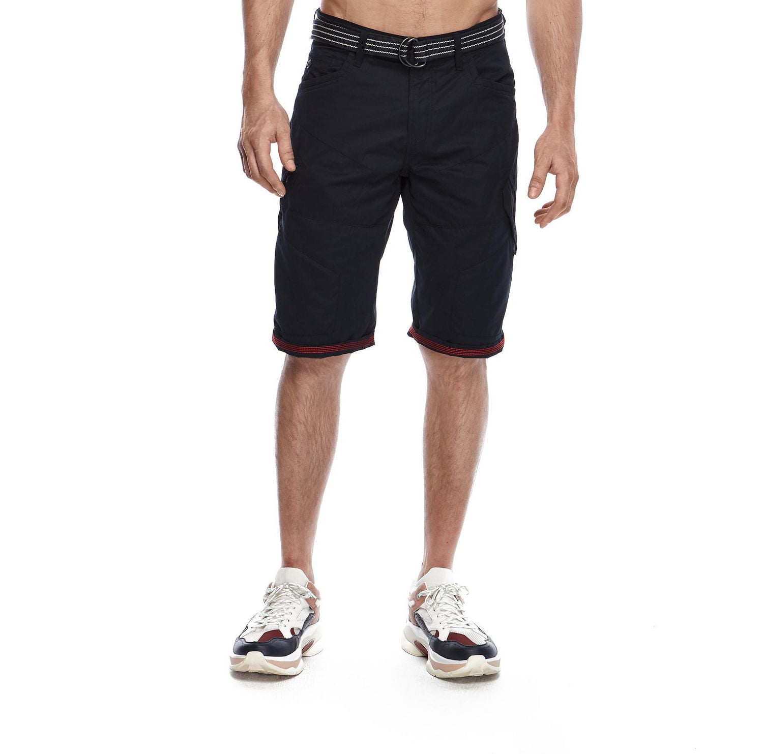 Dark Black Men's Solid Cargo Capri With Peached Finish