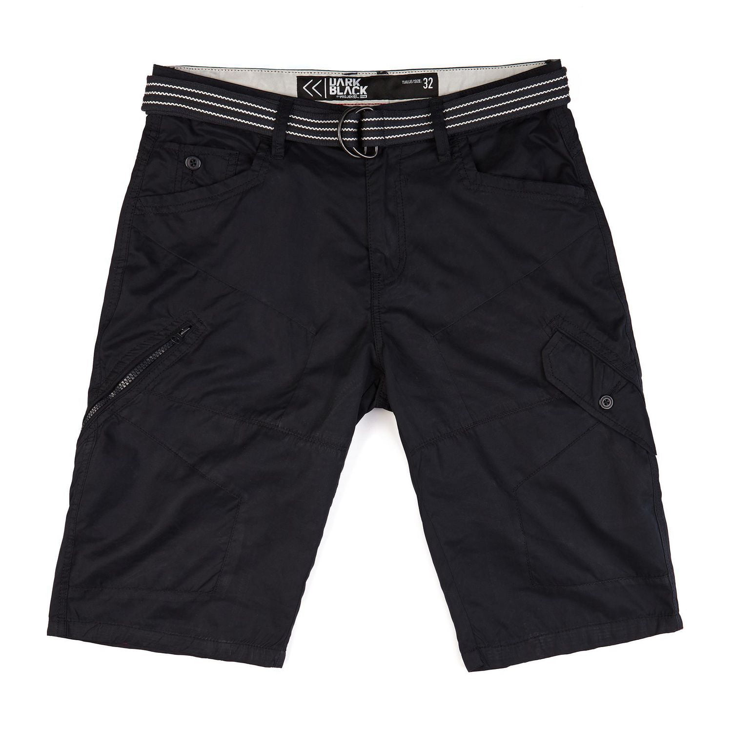 Dark Black Men's Solid Cargo Capri With Peached Finish