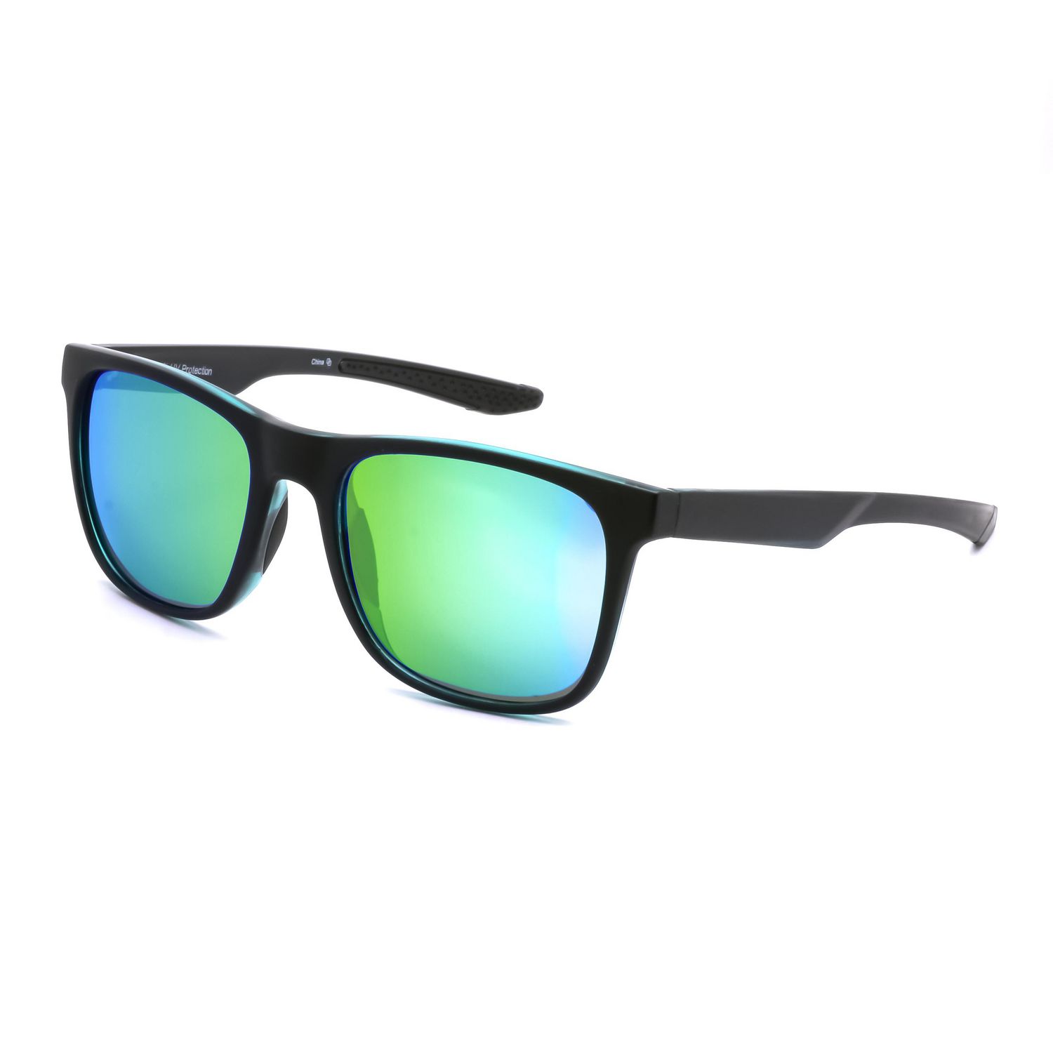 George Men's Black and Green Polarized Square Sunglasses