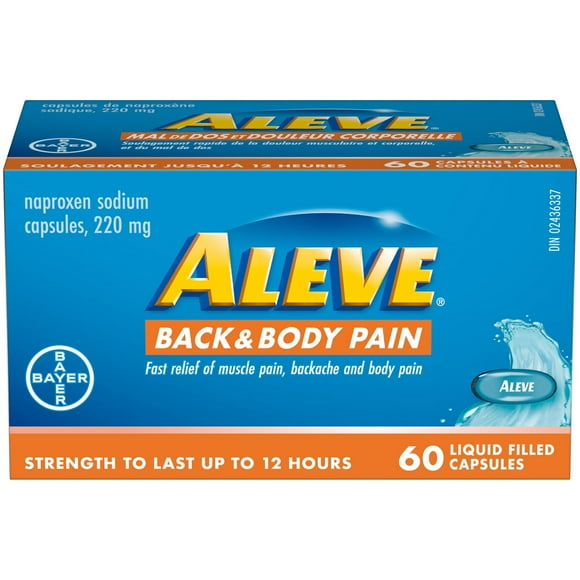 ALEVE Back and Body Pain Relief, Naproxen Sodium 220mg, 60 Liquid Gel Capsules