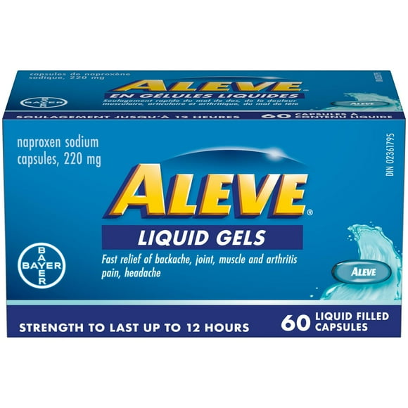 ALEVE Pain Relief Liquid Gels, Naproxen Sodium 220mg, 60 Liquid Gel Capsules
