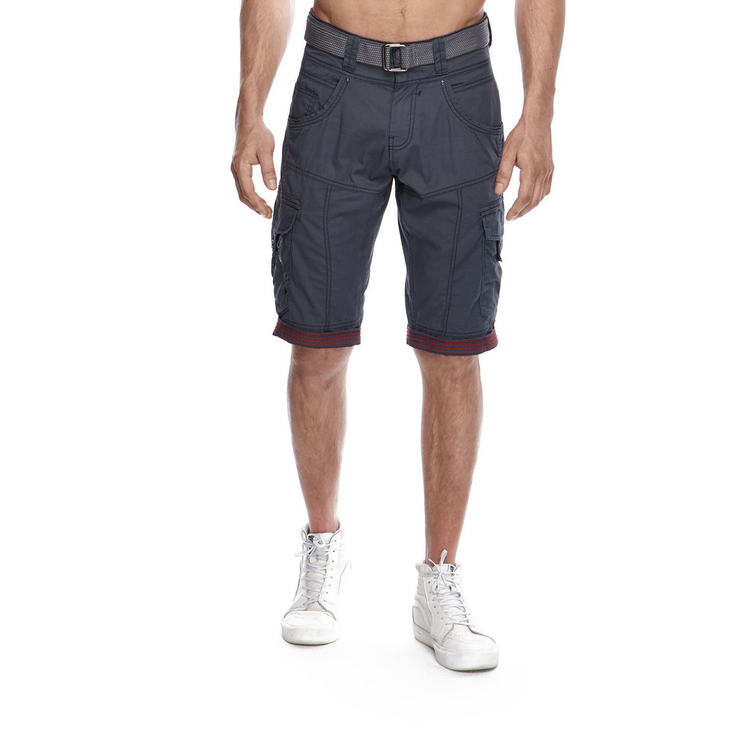 Dark Black Men's Belted Cargo Shorts Walmart Canada