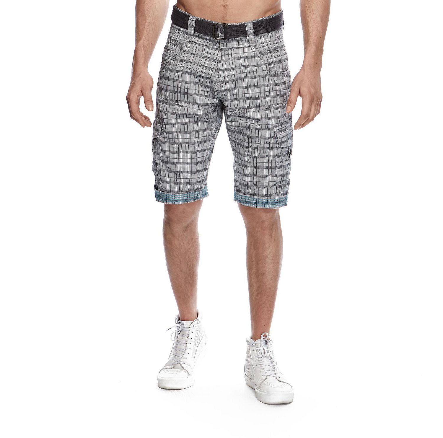 Dark Black Shorts cargo ceinturé pour hommes