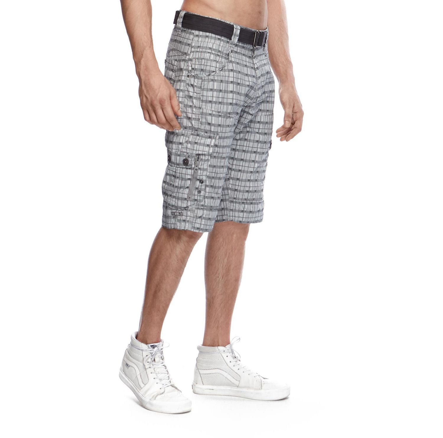 Dark Black Men's Belted Cargo Shorts