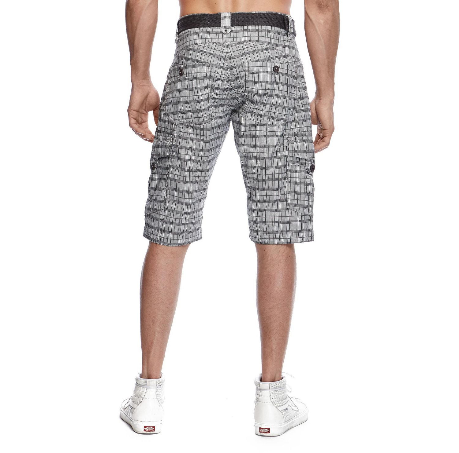 Dark Black Men's Belted Cargo Shorts