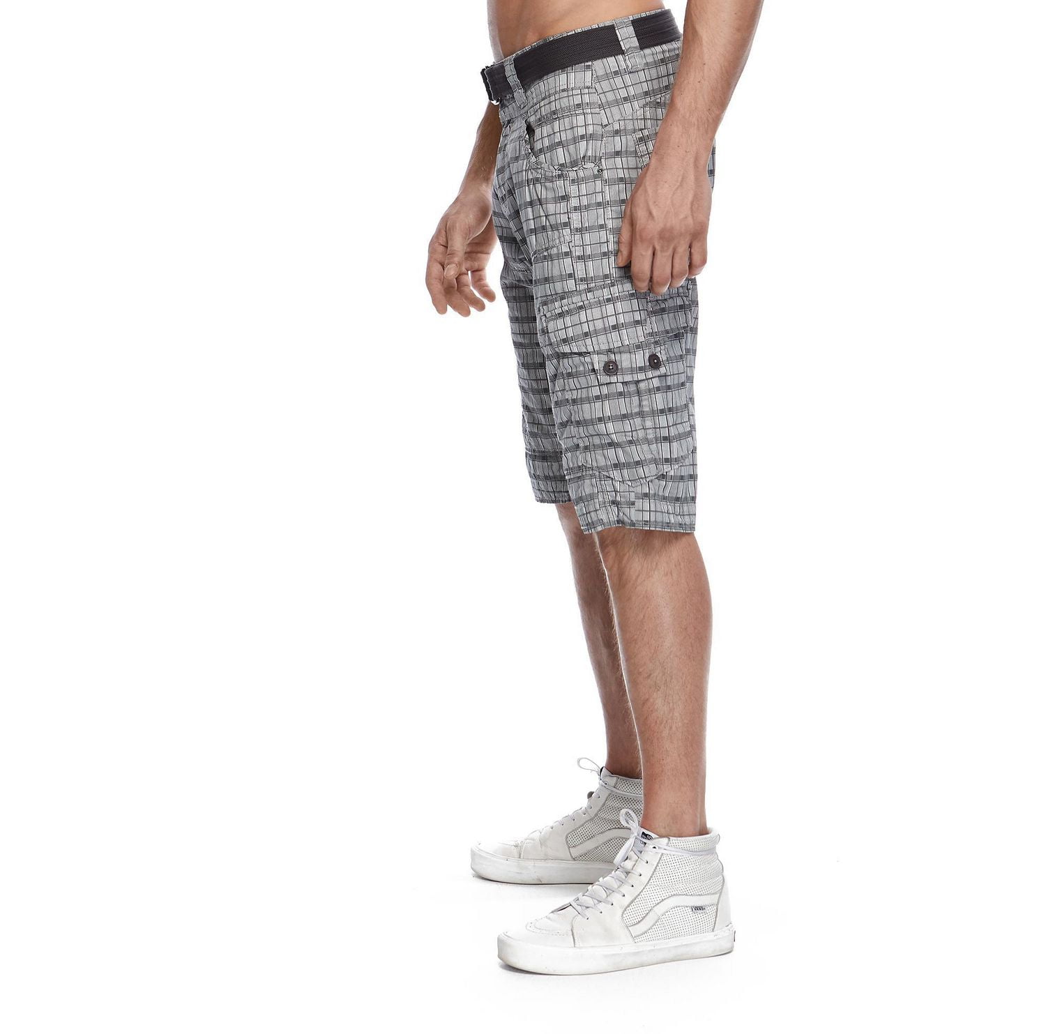 Dark Black Men's Belted Cargo Shorts