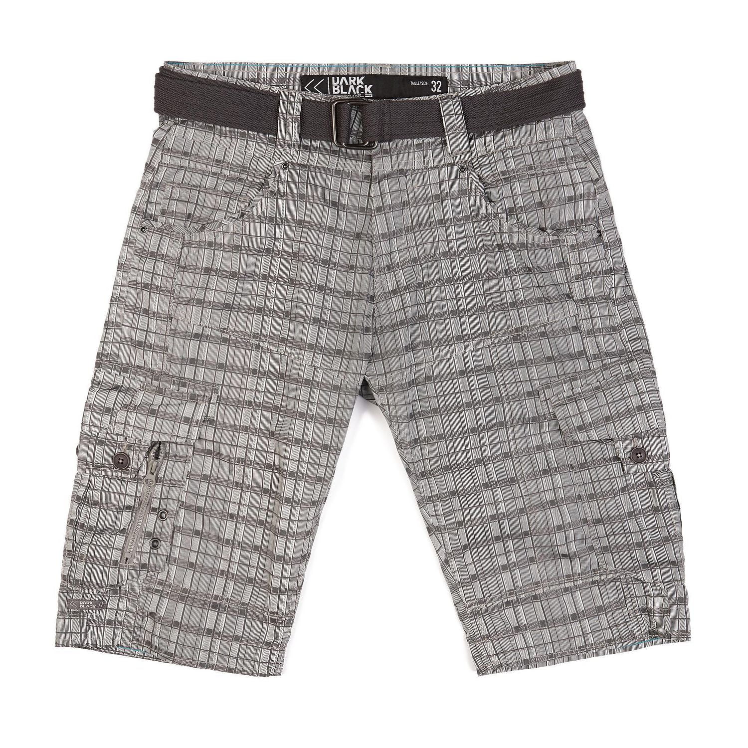 Dark Black Men's Belted Cargo Shorts