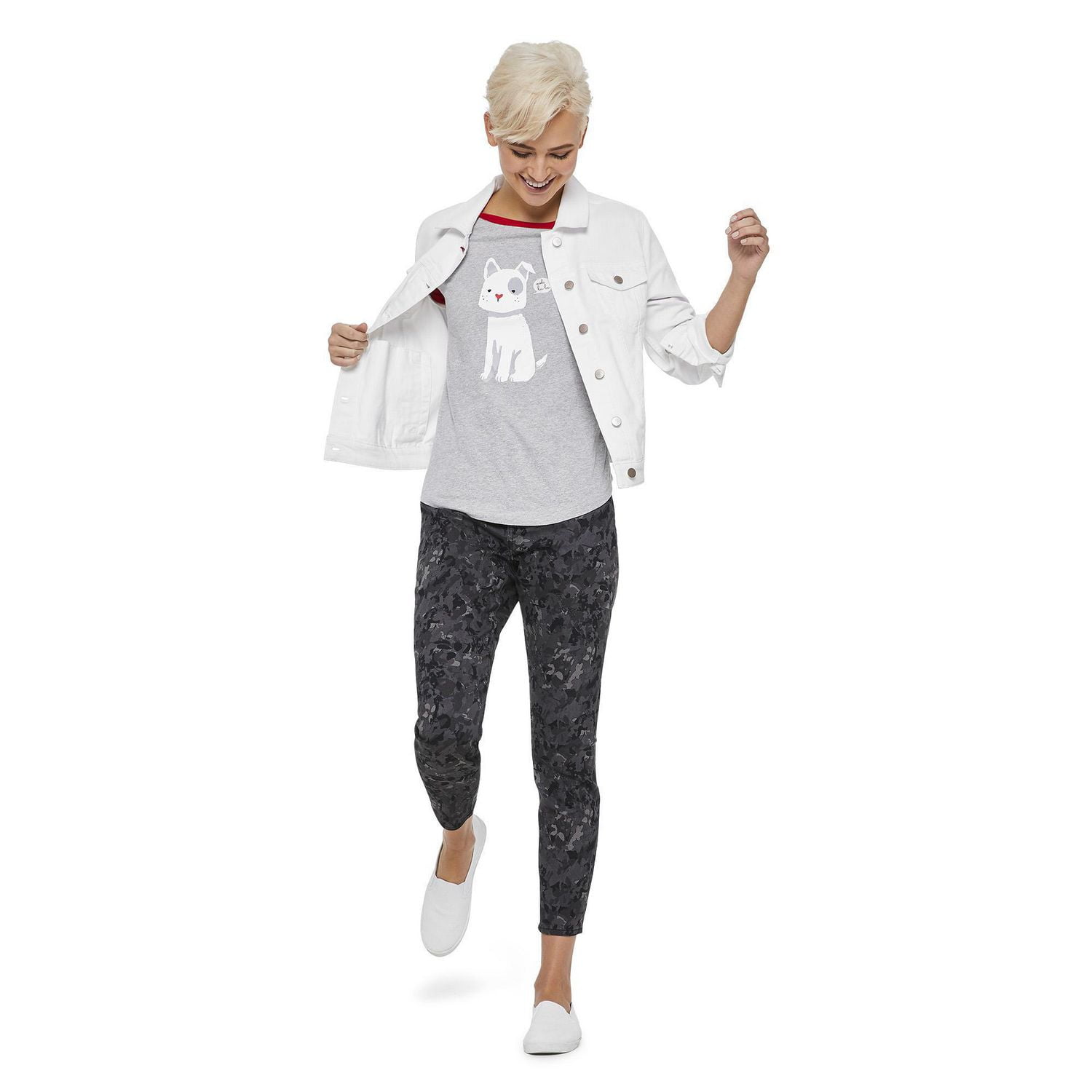 LOVE Ellen DeGeneres Veste en jean brodée blanche