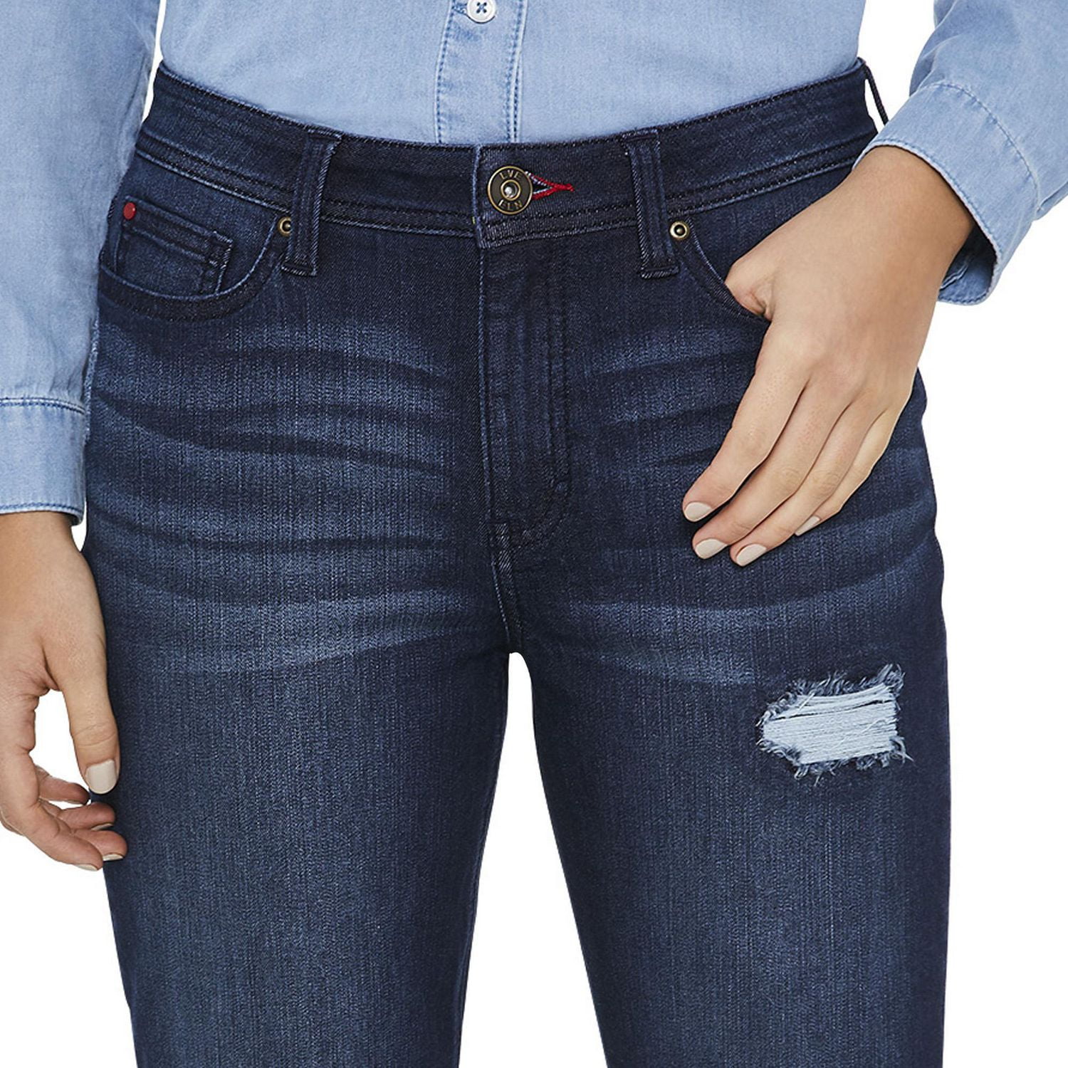 LOVE Ellen DeGeneres Stevie Relaxed Mid-Rise Script Pocket Jeans