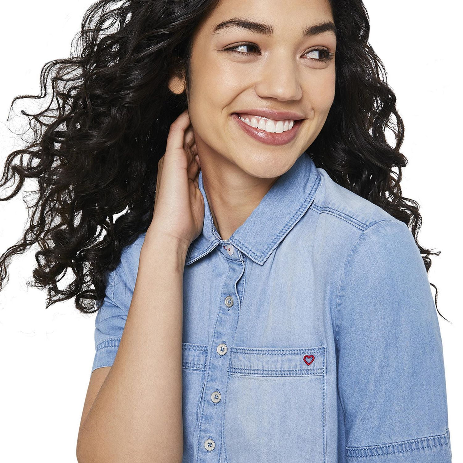 LOVE Ellen DeGeneres - Robe chemise à manches courtes en jean