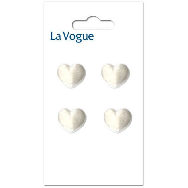12 mm Bouton à tige La Vogue, Coeur de Couleur Perle