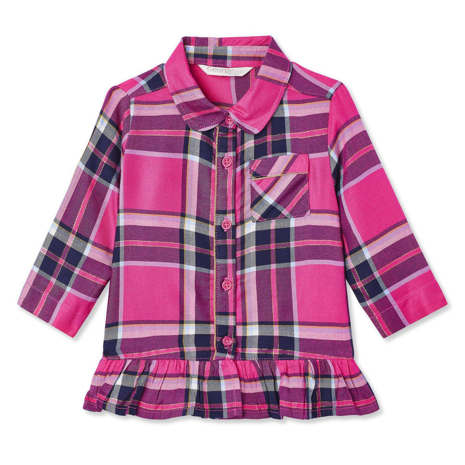 George Baby Girls' Peplum Flannel Shirt - Walmart.ca