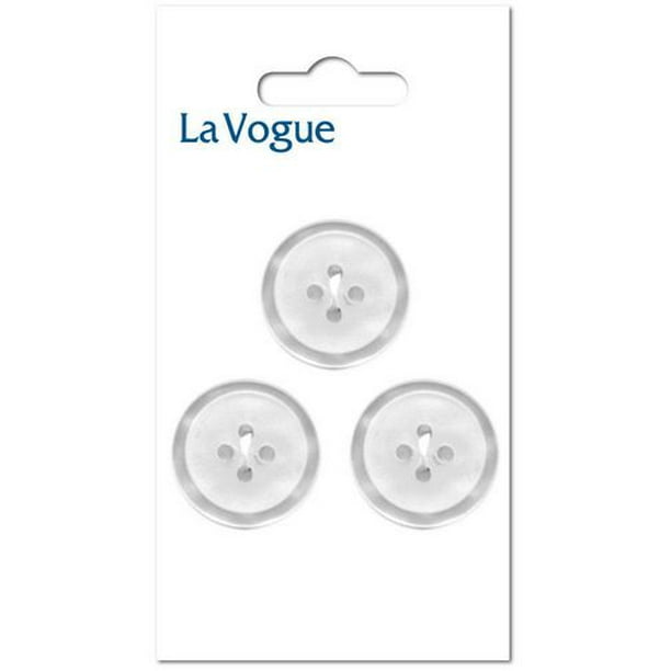 19 mm Bouton La Vogue 4-trous - Blanc Les boutons et les fermetures La Vogue offre un assortiment mode et contemporain de styles et de couleurs.