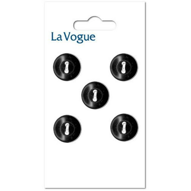 13 mm Bouton La Vogue 2-trous - Noir Les boutons et les fermetures La Vogue offre un assortiment mode et contemporain de styles et de couleurs.