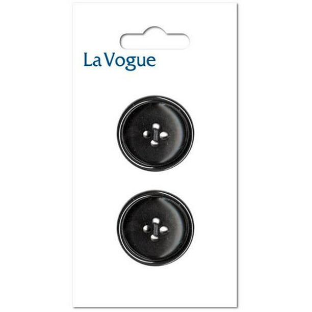 23 mm Bouton La Vogue 4-trous - Noir Les boutons et les fermetures La Vogue offre un assortiment mode et contemporain de styles et de couleurs.