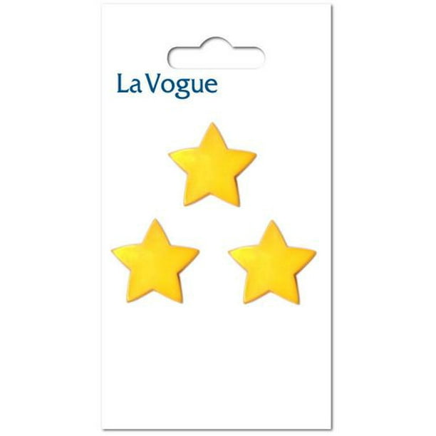 16 mm Bouton à tige La Vogue - Étoiles Jaunes Les boutons et les fermetures La Vogue offre un assortiment mode et contemporain de styles et de couleurs.