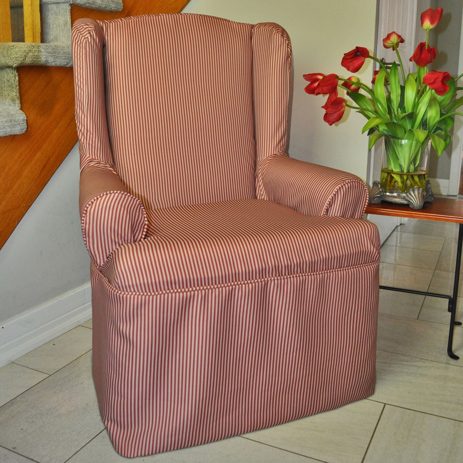 Sure Fit Muskoka Stripe Relaxed Fit Wing Chair Slipcover Walmart Canada