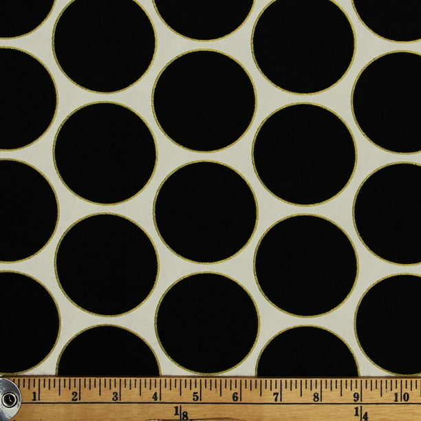 Tissu au mètre en coton Fabric Creations à motif de pois noirs et blancs