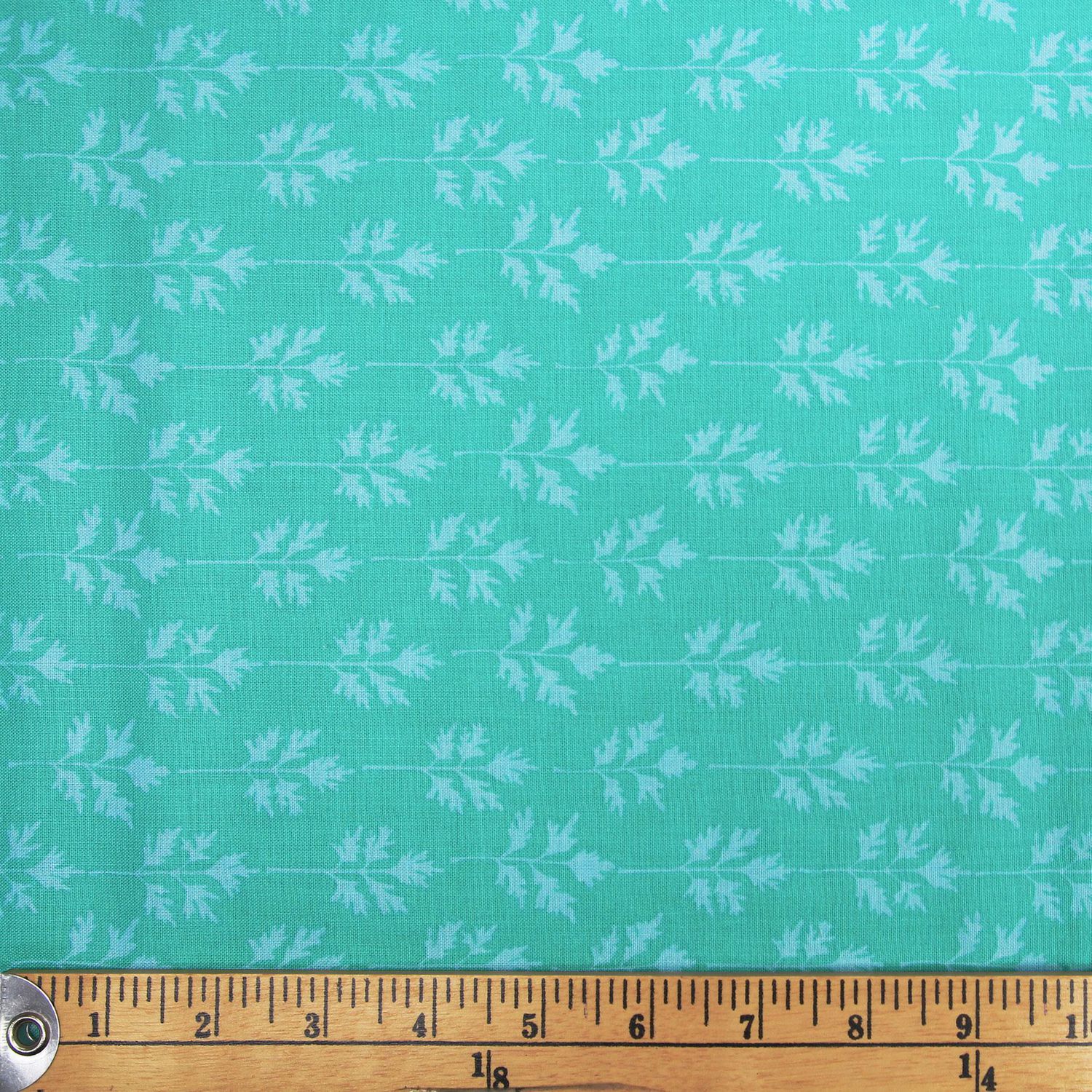Fabric Creations Turquoise Leaves Cotton Fabric by the Metre | Walmart ...