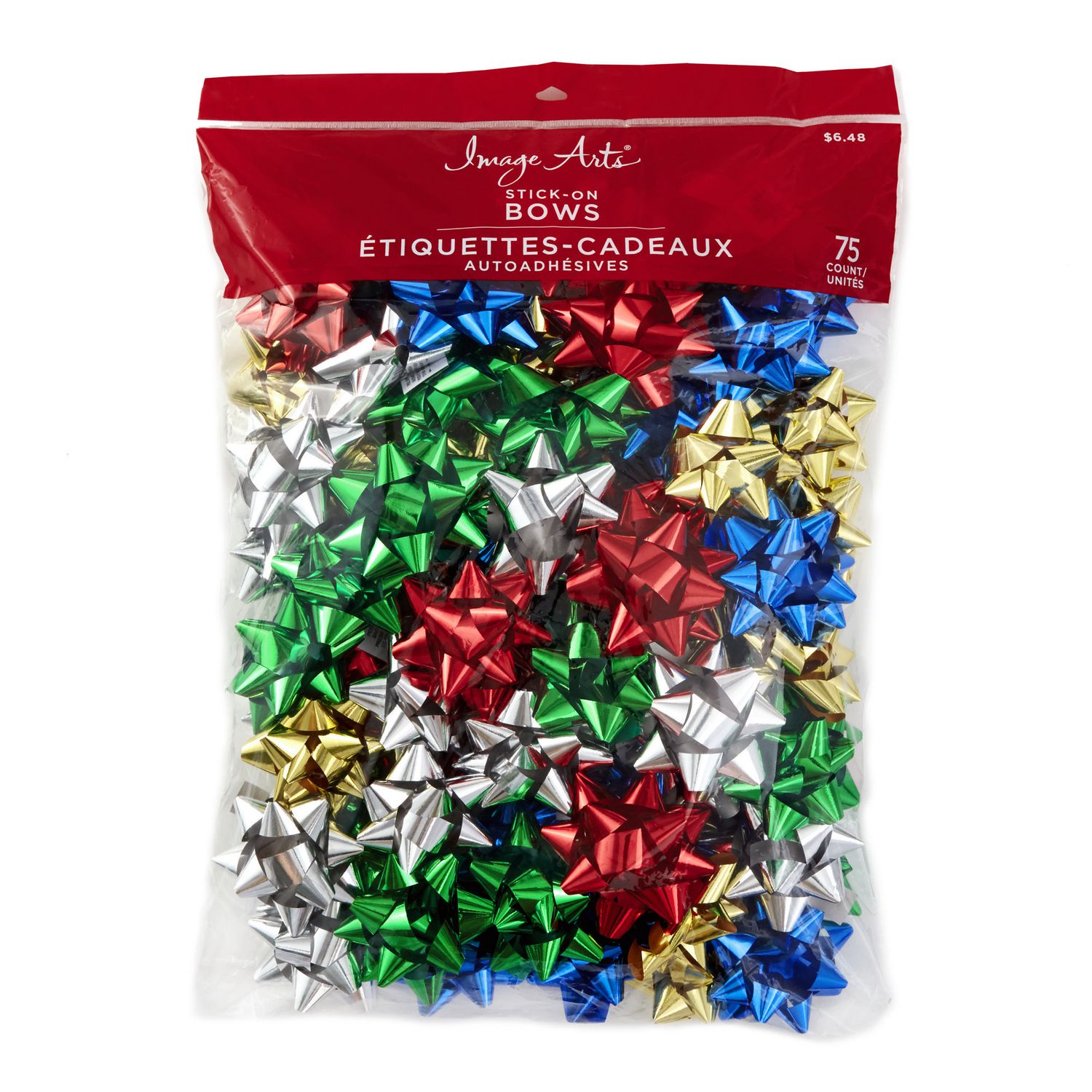 Image Arts Assorted 3 1/4" Metallic Ribbon Gift Bows, Pack of 75