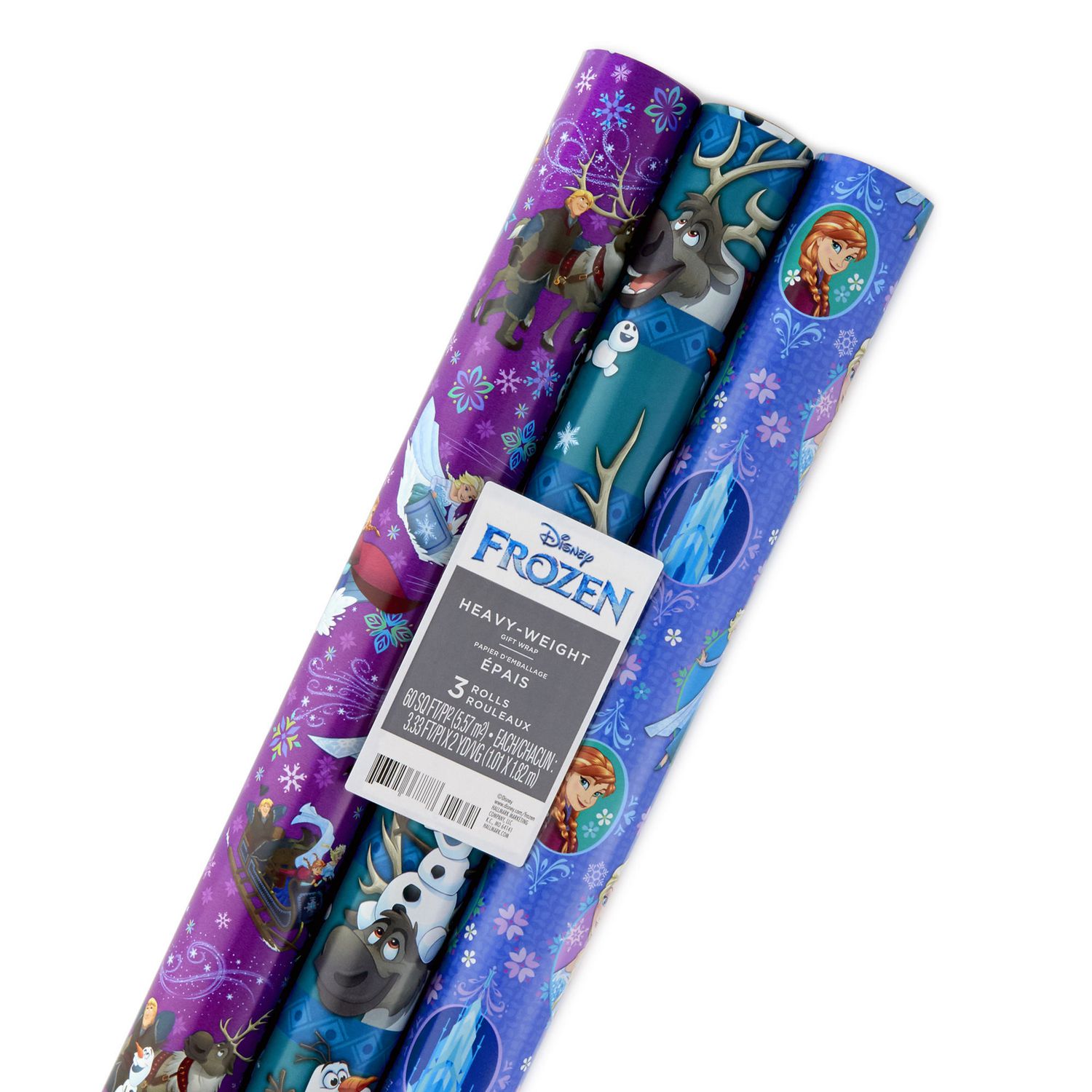 Hallmark 40" Disney Frozen Christmas Wrapping Paper Rolls, Pack of 3