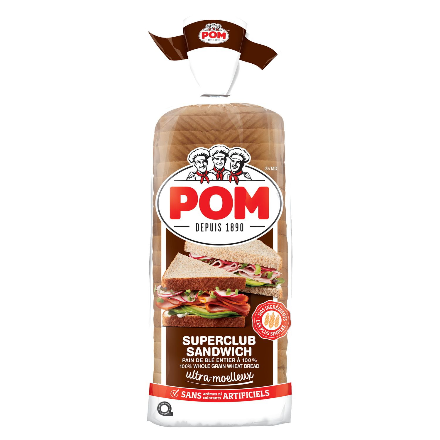Pain à sandwich de blé entier à 100 % Superclub POMᴹᴰ 675g