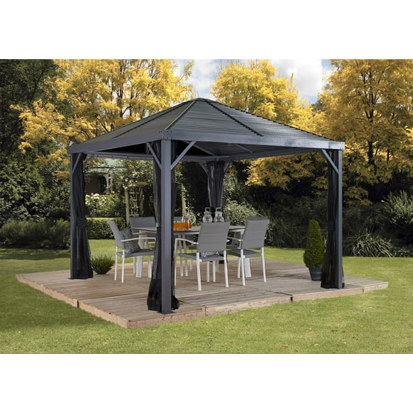 Sojag 10' x 10' Sanibel Hardtop Gazebo Outdoor Weather-Resistant Aluminum Frame Sun Shelte