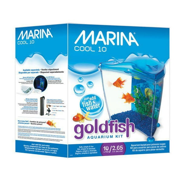 Marina Aquarium équipé Cool pour poissons rouges, 10 l - bleu