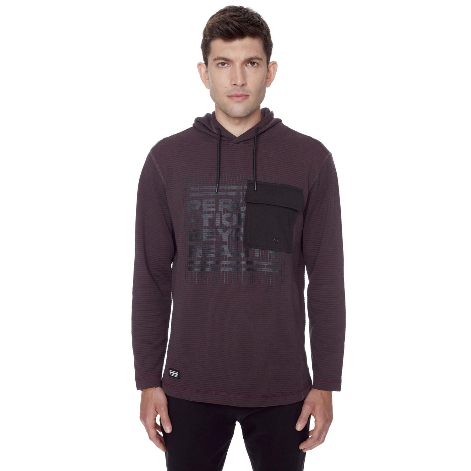 Tee-shirt Capuchon manches longues Dark Black pour hommes