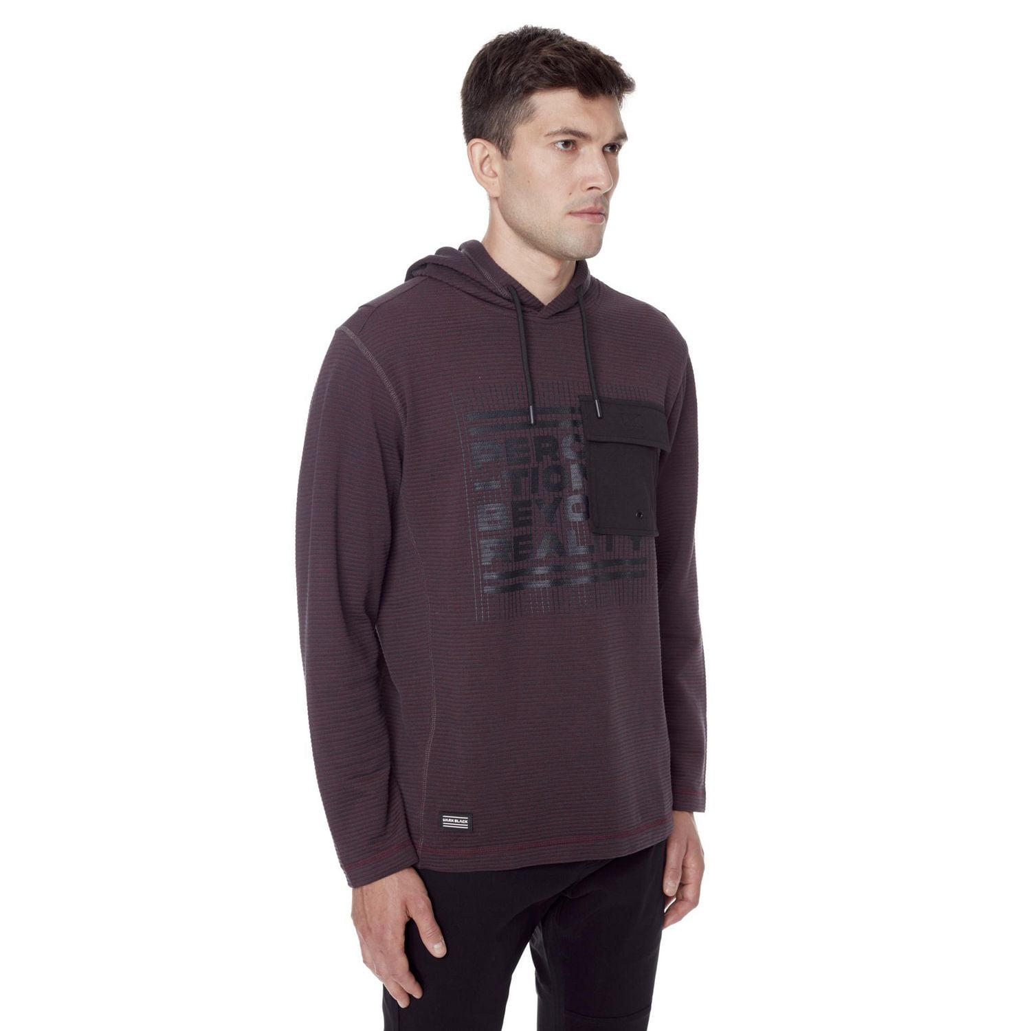 Tee-shirt Capuchon manches longues Dark Black pour hommes