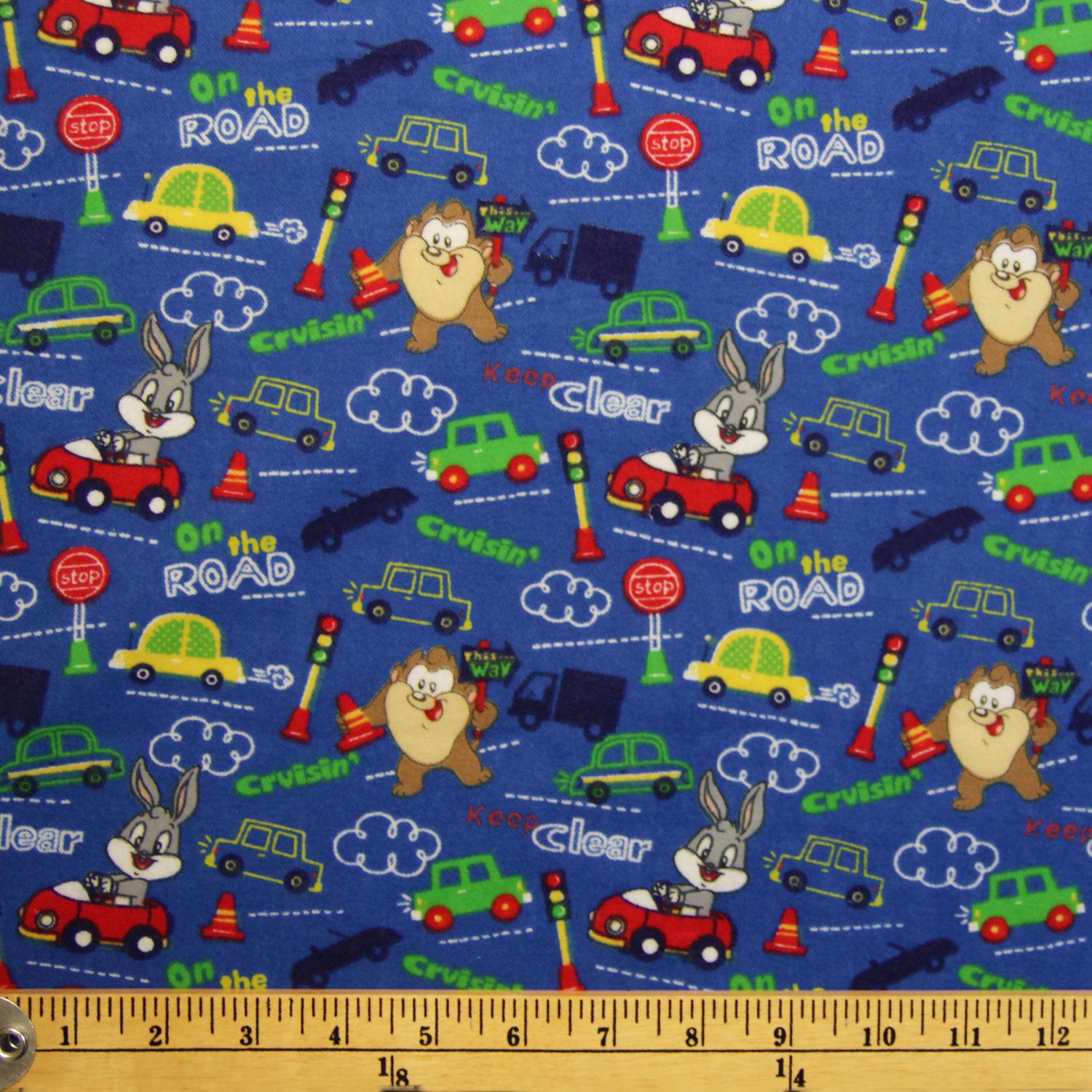 Fabric Creations Blue Baby Bugs Bunny Cotton Flannel Fabric by the