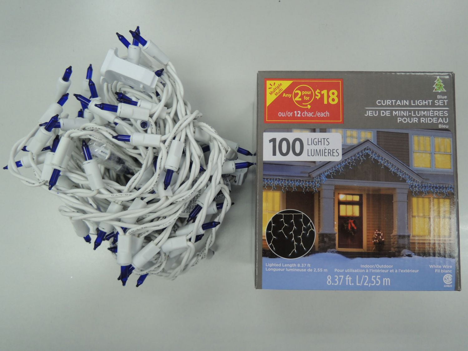 Holiday time 100 Curtain Light Set Blue Walmart Canada
