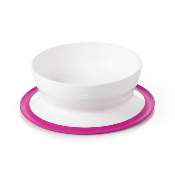 OXO Tot - Bol à Ventouse Stick & Stay - Base à Ventouse Sécurisée - Favorise l'Auto-Alimentation - Passe au Lave-Vaisselle - Facile à Enlever pour les Parents - Alimentation Bébé dès 6 Mois - Rose