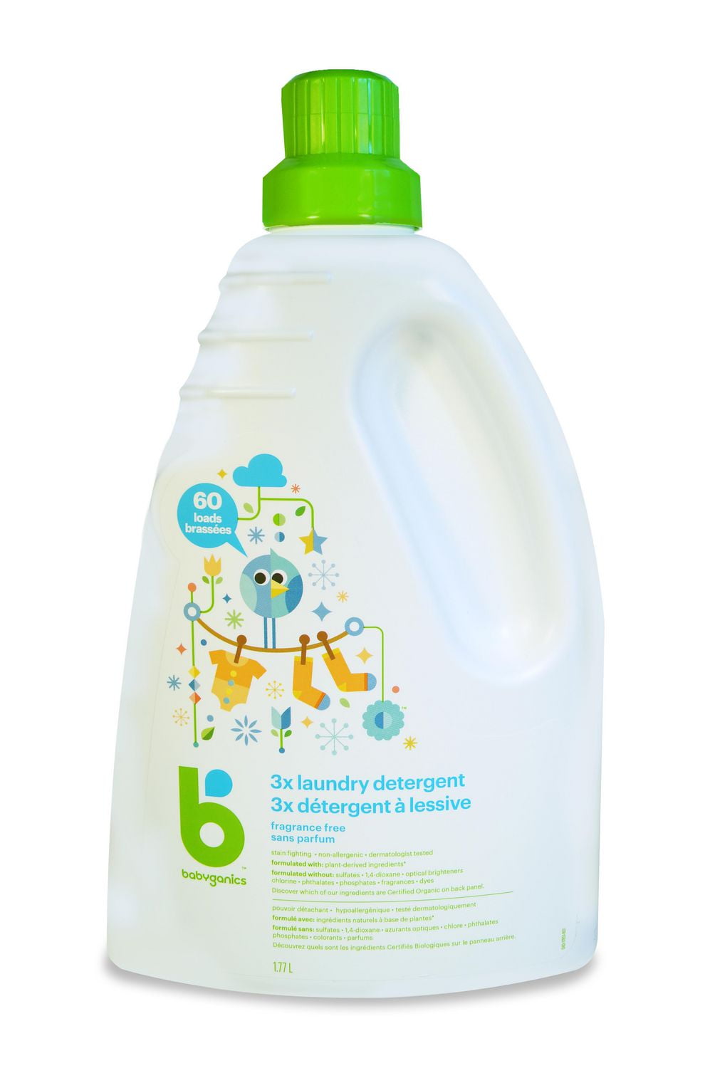 Babyganics Laundry Detergent, Fragrance Free, 1.77L